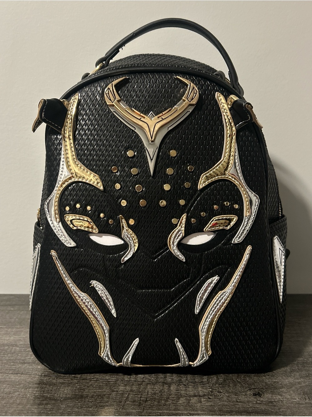Marvel Black Panther: Wakanda Forever Black Mini Backpack with light up eyes